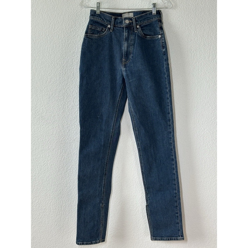 Everlane Jeans Size 26 Blue Denim High Rise The Curvy Cheeky Straight Split Hem